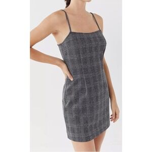 SAYLOR Mini Dress Women XS Gray Plaid Check Bodycon Preppy Minimalist Chic